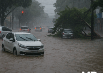 Forte chuva causa alagamentos, quedas de árvores e interdição de vias em Goiânia