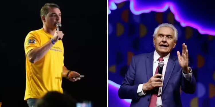 Flávio Bolsonaro cumpre agenda em Goiânia nesta terça para negociar apoio de Ronaldo Caiado no 2º turno